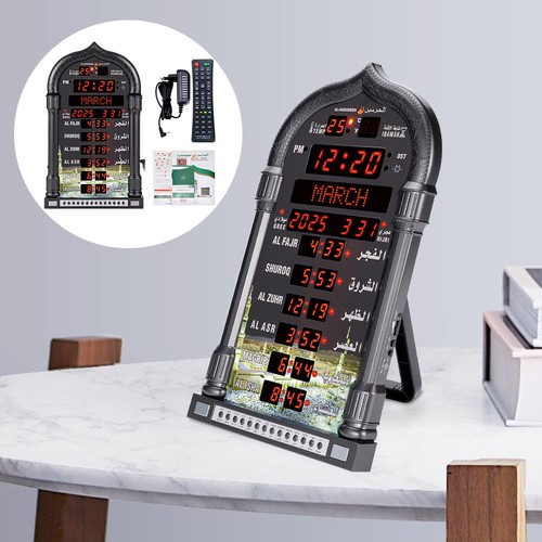 Black azan clock led muslim - led,
