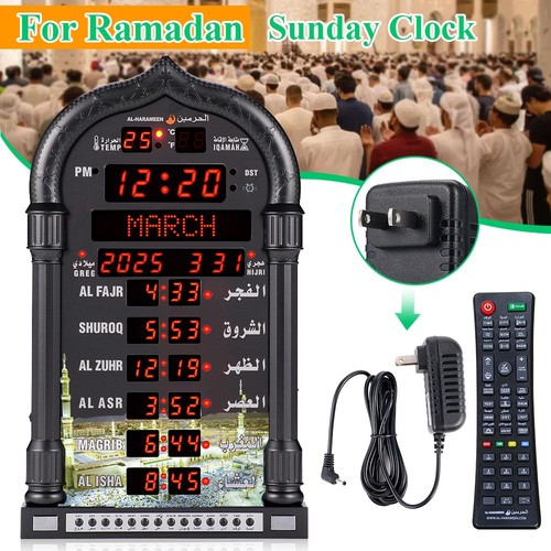 Digital azan clock led prayer - clock,